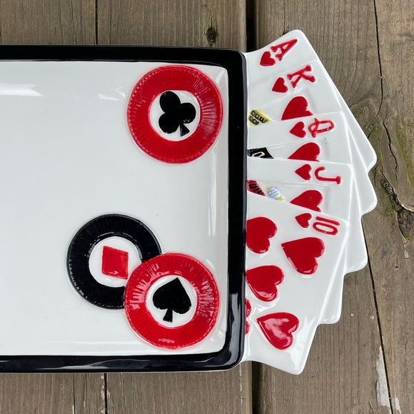 Fitz and Floyd Essentials GAME NIGHT Cards Serving Platter Snack Plate - Picture 6 of 12